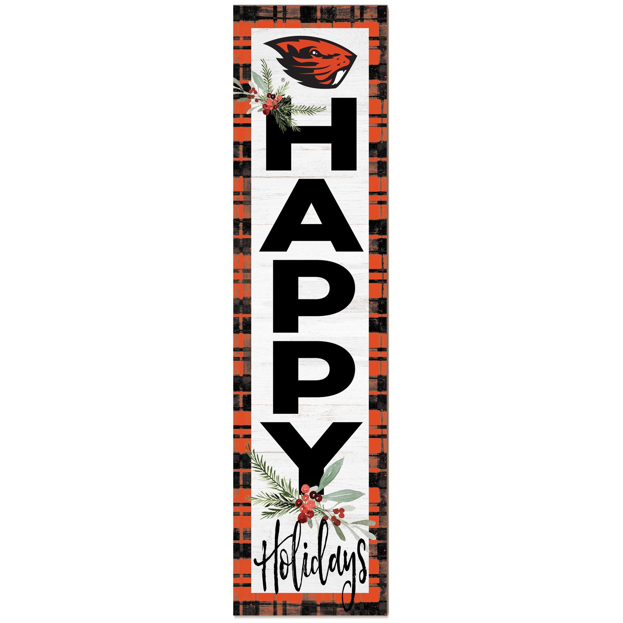 Oregon State Beavers 12'' x 48'' Happy Holidays Outdoor Leaner