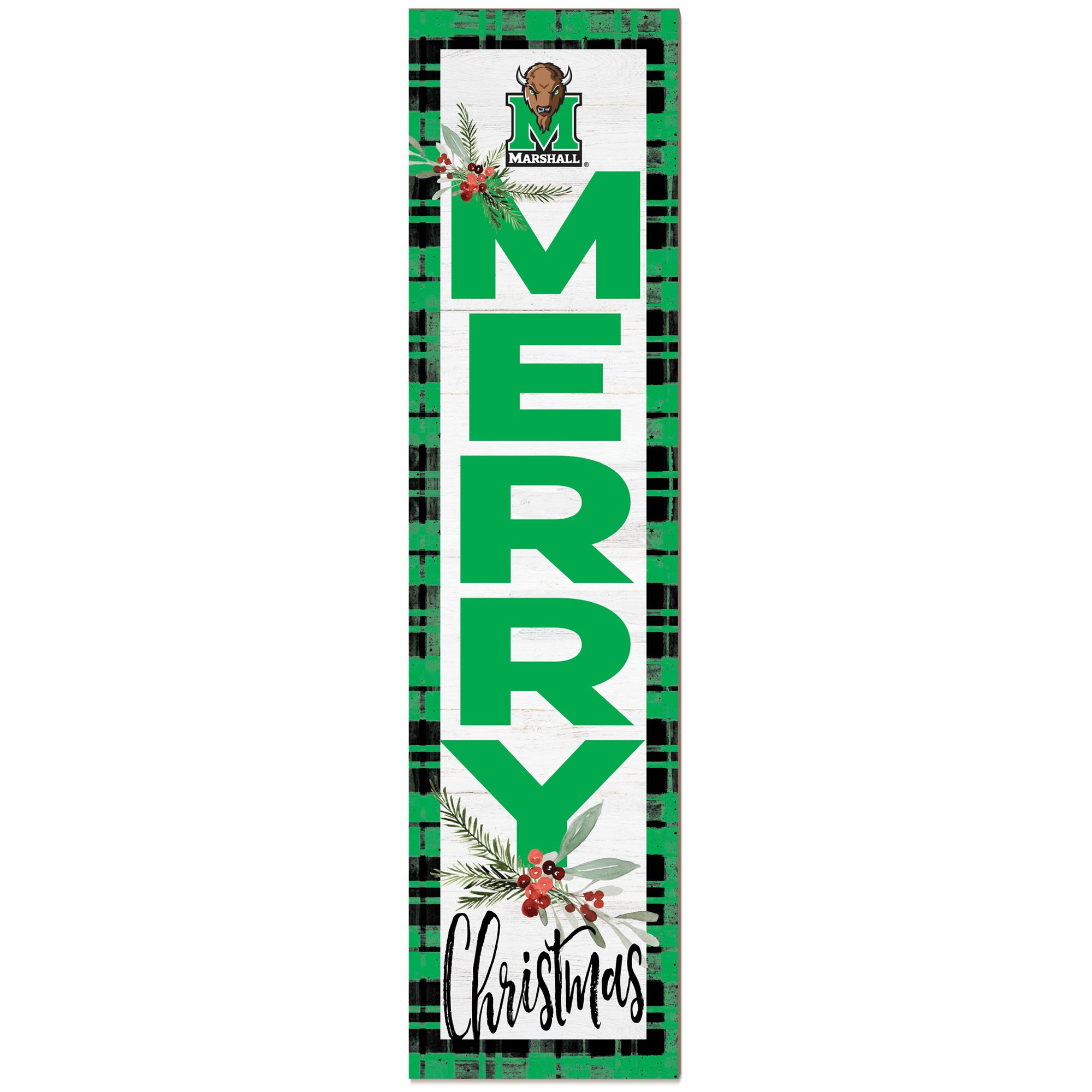 Marshall Thundering Herd 12'' x 48'' Outdoor Christmas Leaner