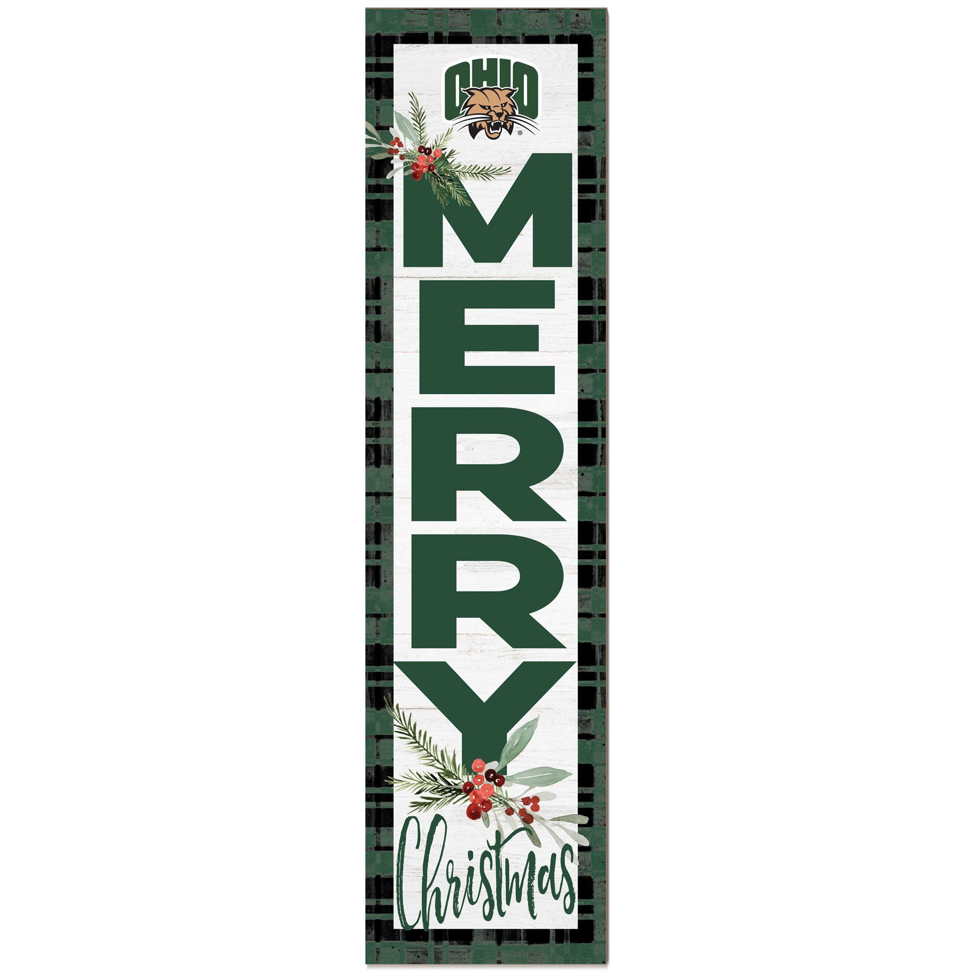 Ohio Bobcats 12'' x 48'' Outdoor Christmas Leaner