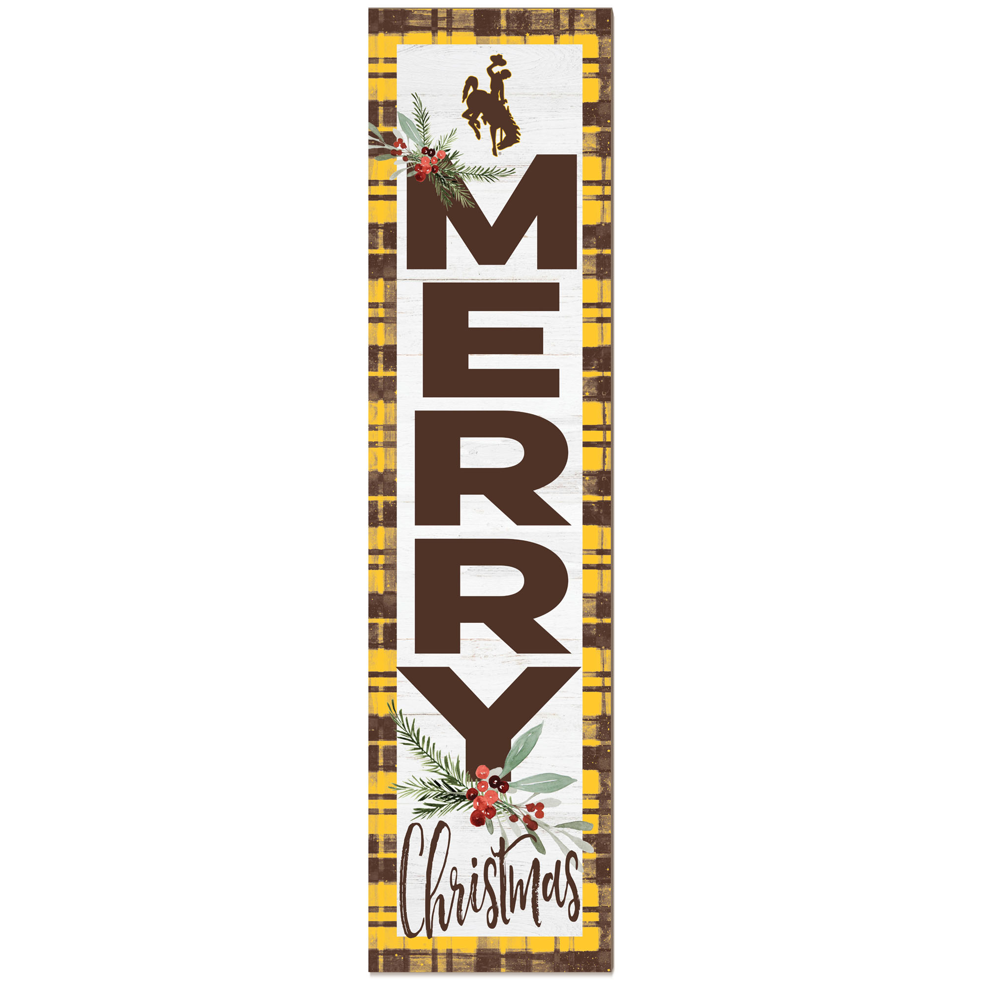 Wyoming Cowboys 12'' x 48'' Outdoor Christmas Leaner