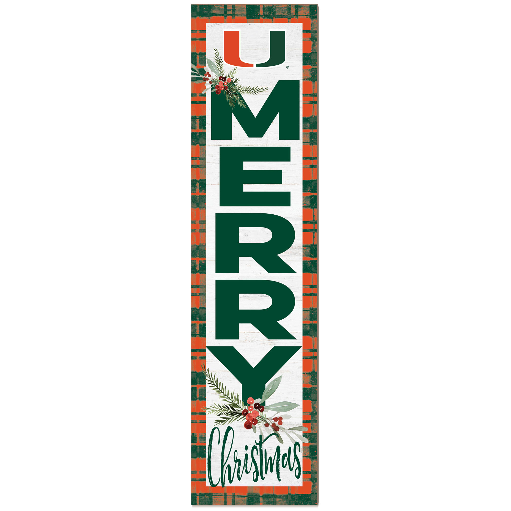 Miami Hurricanes 12'' x 48'' Outdoor Christmas Leaner