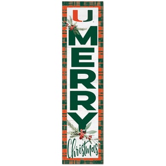 Miami Hurricanes 12'' x 48'' Outdoor Christmas Leaner