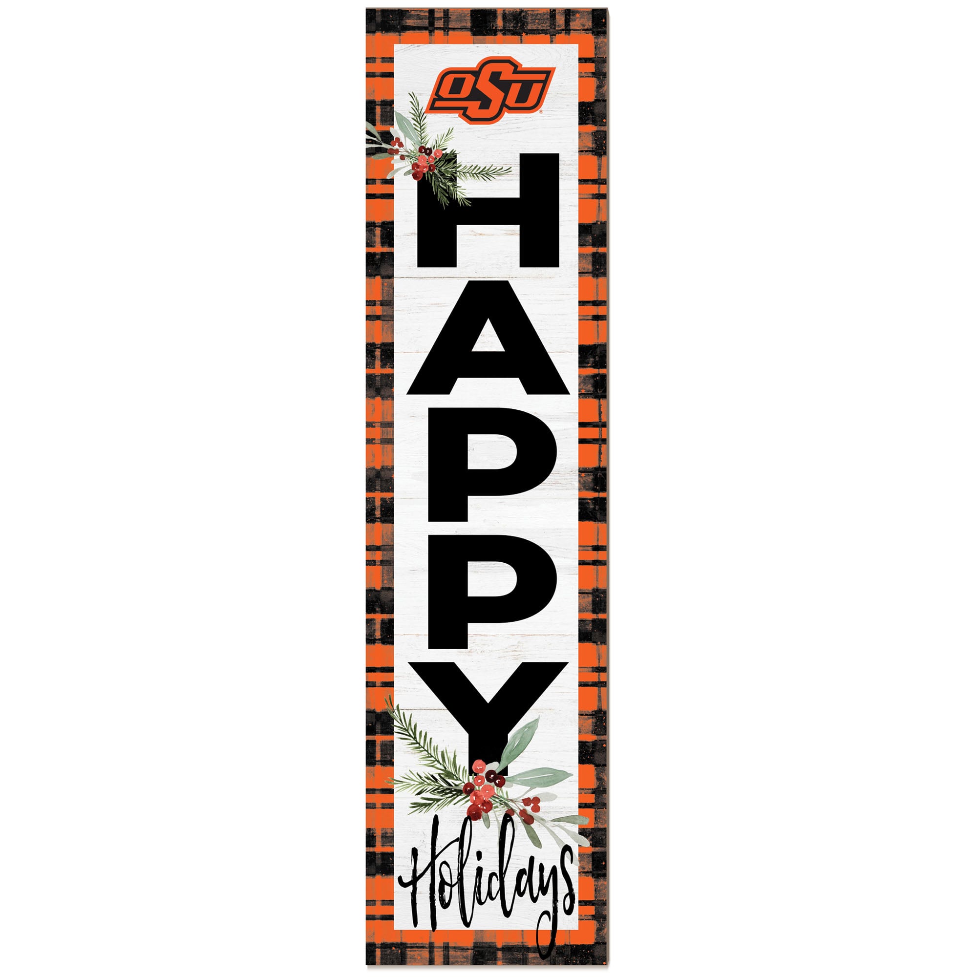Oklahoma State Cowboys 12'' x 48'' Happy Holidays Outdoor Leaner