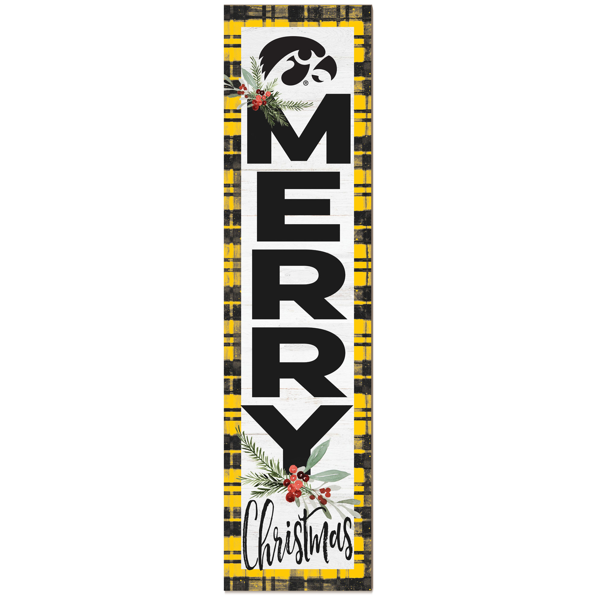Iowa Hawkeyes 12'' x 48'' Outdoor Christmas Leaner
