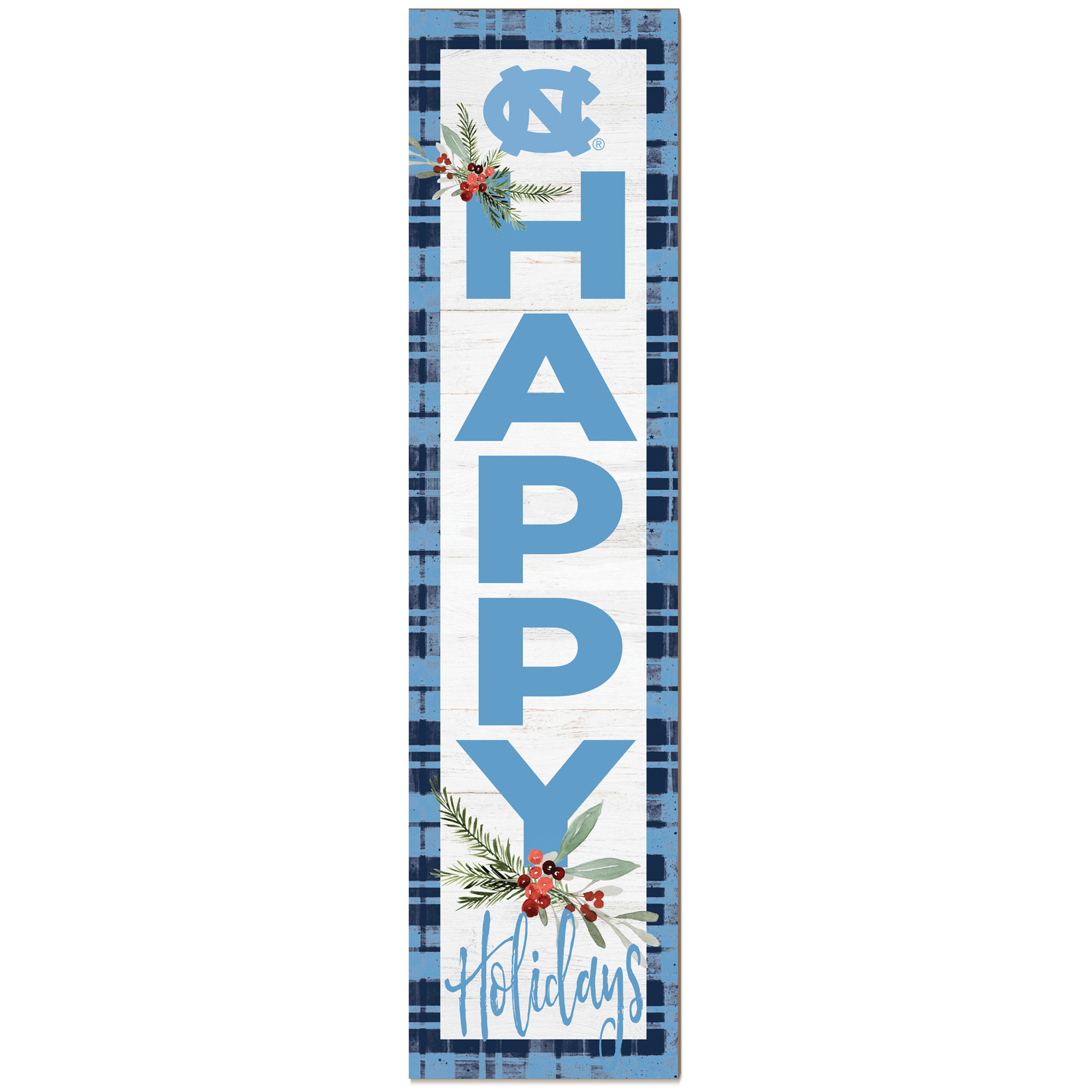 North Carolina Tar Heels 12'' x 48'' Happy Holidays Outdoor Leaner