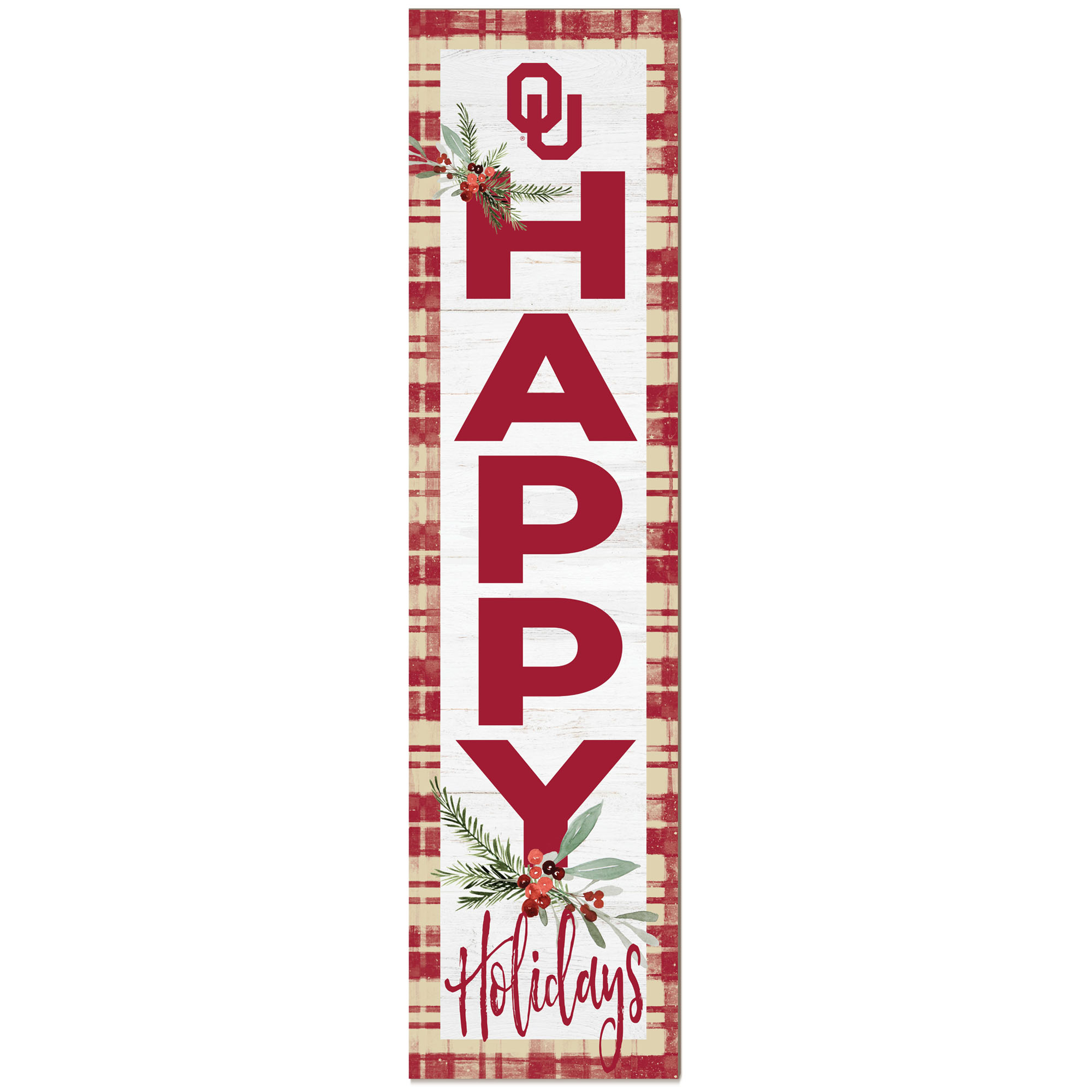 Oklahoma Sooners 12'' x 48'' Happy Holidays Outdoor Leaner