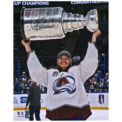 Logan O'Connor Colorado Avalanche Autographed 16" x 20" 2022 Stanley Cup Champions Raising Cup Photograph with "2022 Champs" Inscription