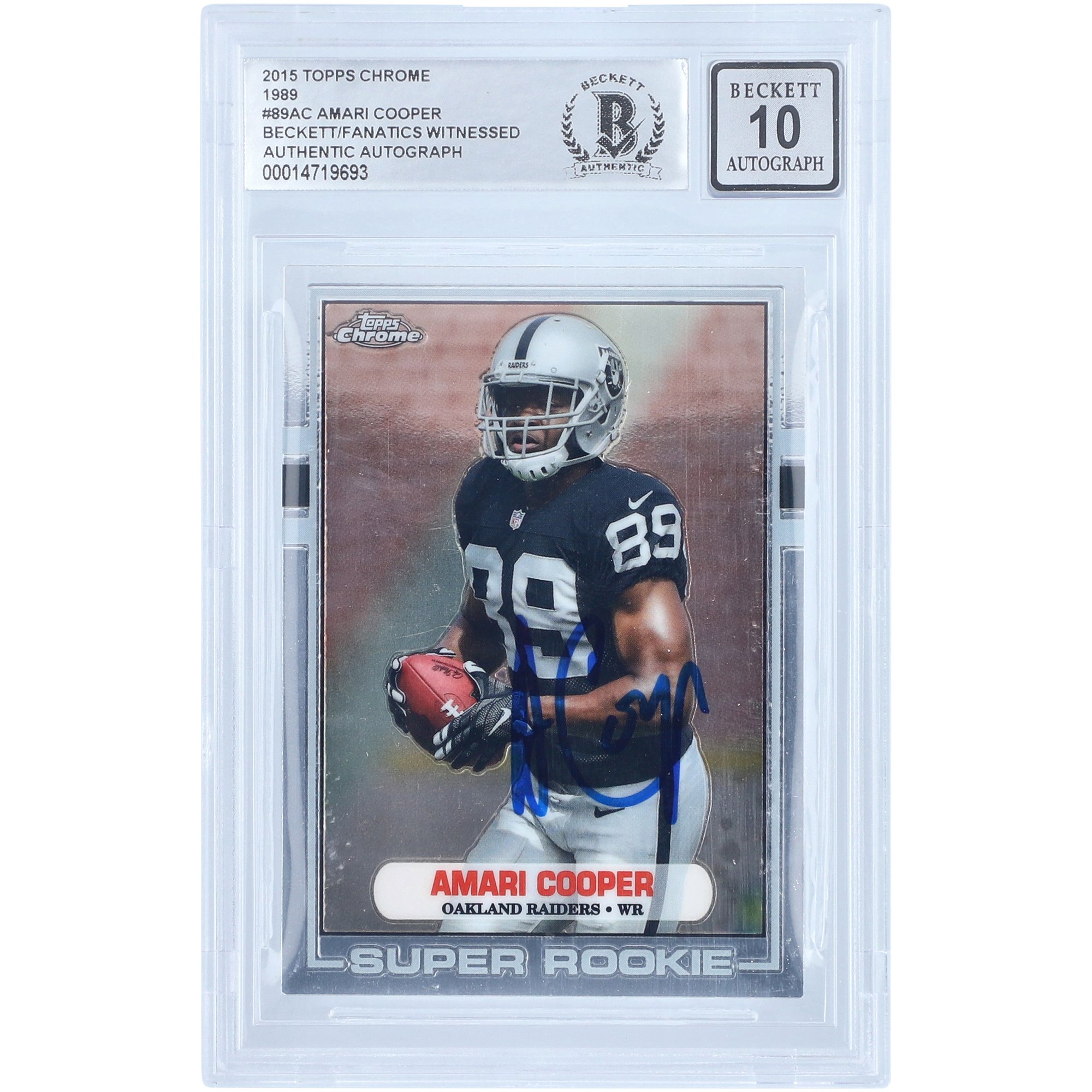 Amari Cooper Oakland Raiders autografata 2015 Topps Chrome 1989 Super Rookies #89-AC Beckett Fanatics testimoniato autenticato 10 Rookie Card