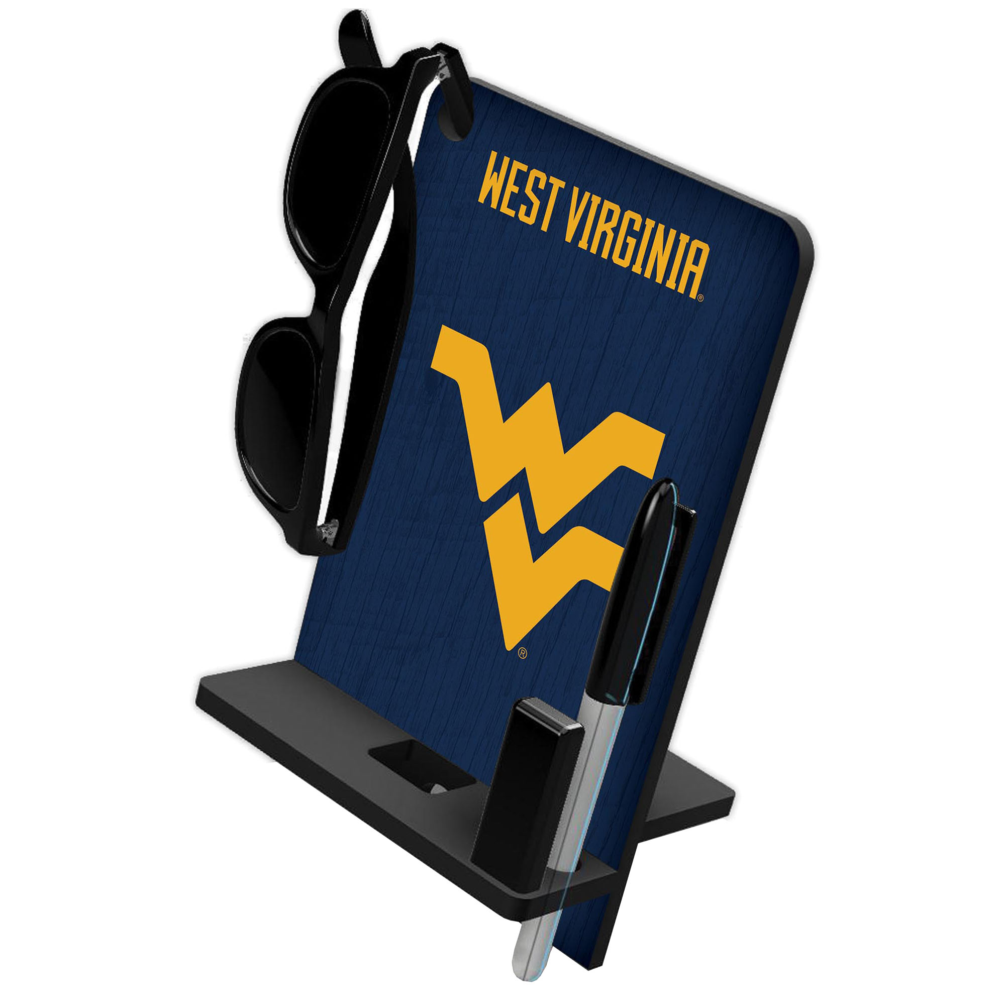 West Virginia Mountaineers Four in One Desktop Phone Stand West Virginia Mountaineers Four in One Desktop Phone Stand