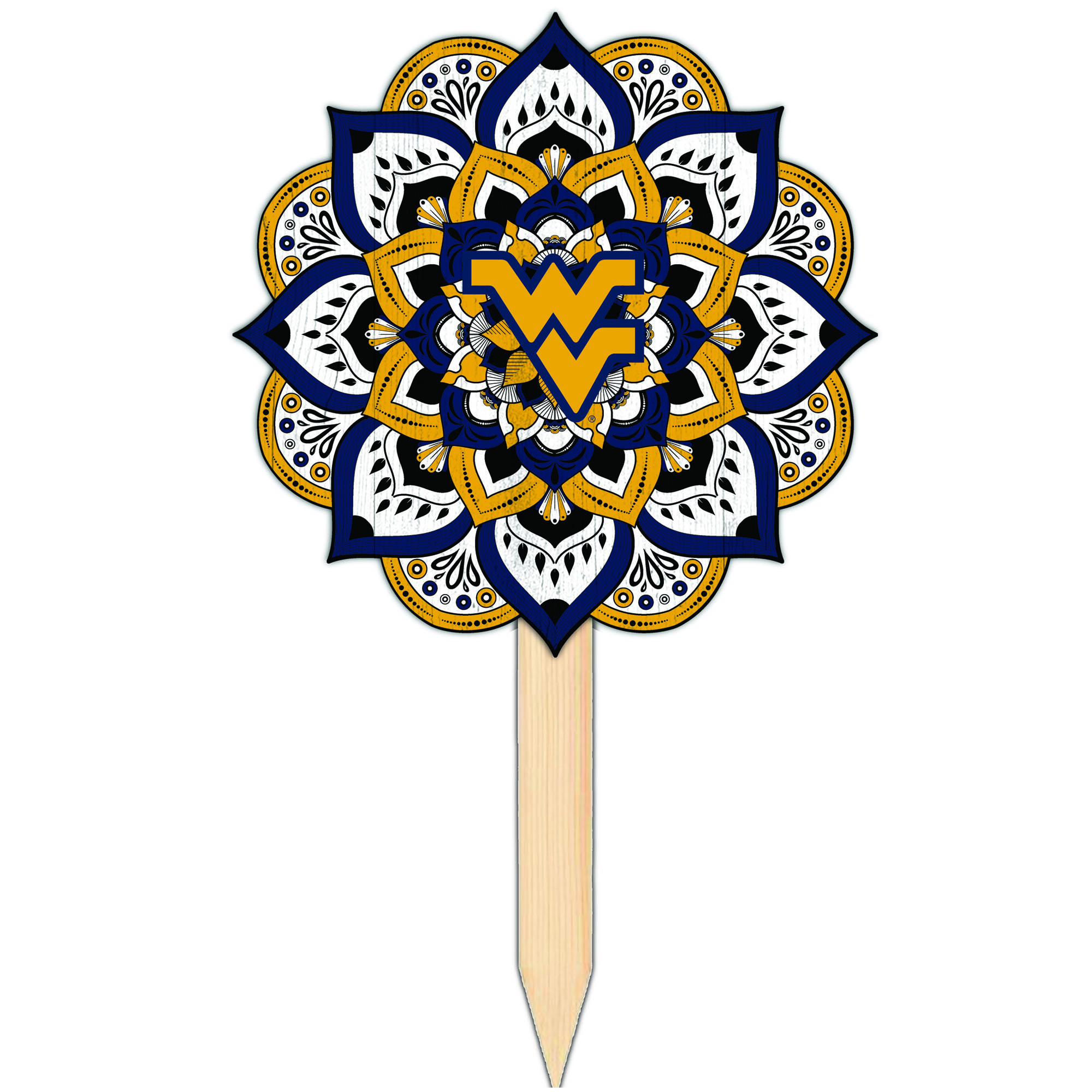West Virginia Mountaineers 18'' x 12'' Mandala Yard Stake