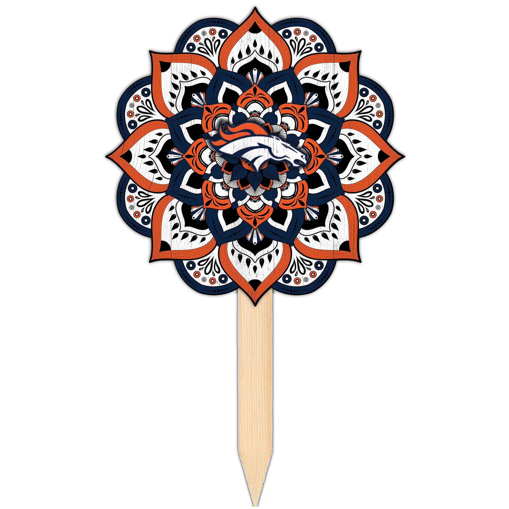 Denver Broncos 18'' x 12'' Mandala Yard Stake