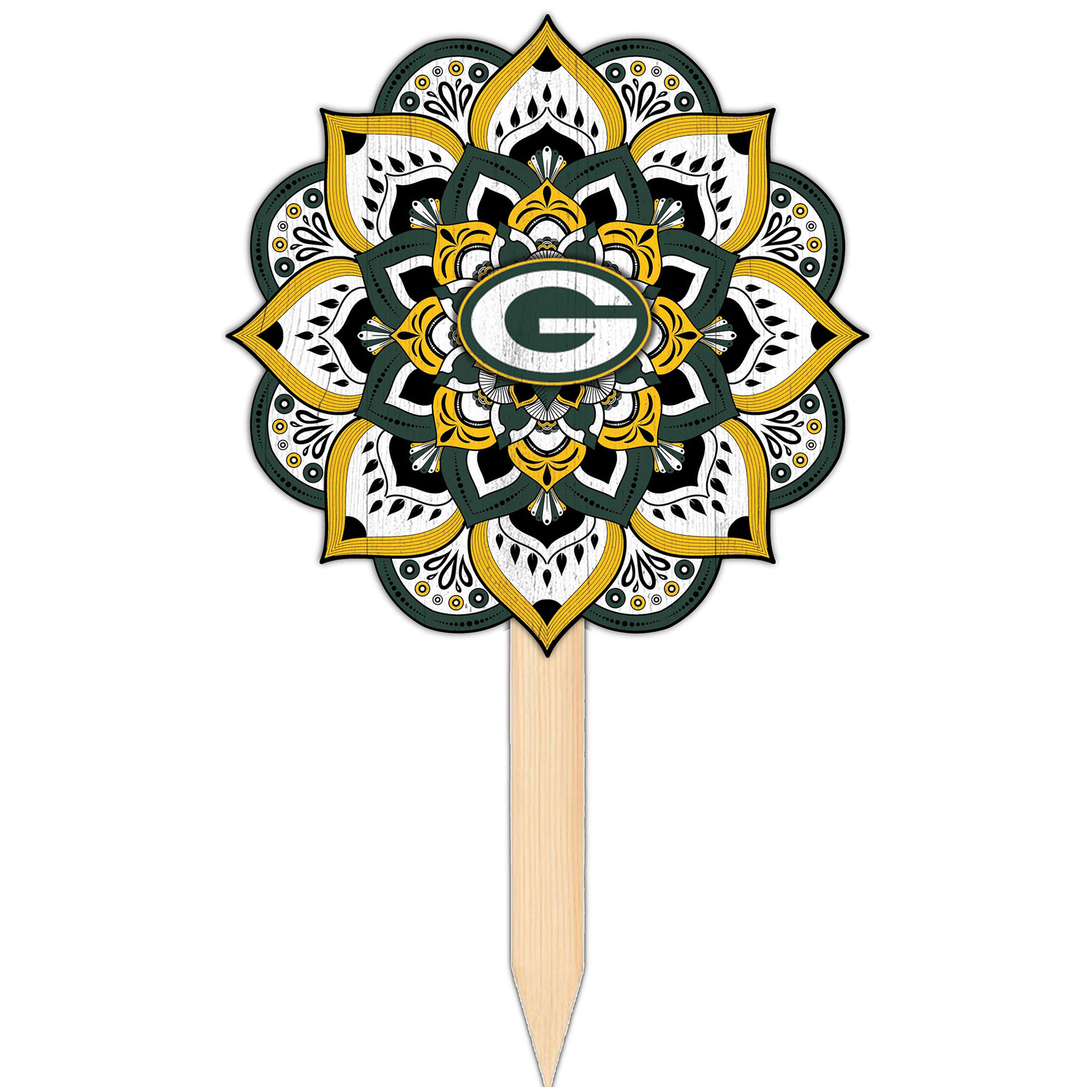 Green Bay Packers 18'' x 12'' Mandala Yard Stake