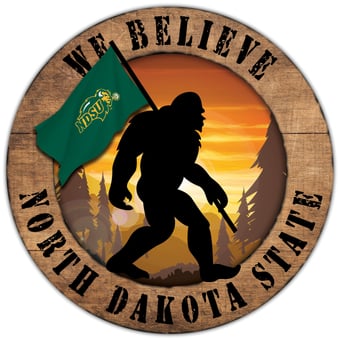 NDSU Bison 12'' We Believe Bigfoot Circle Sign
