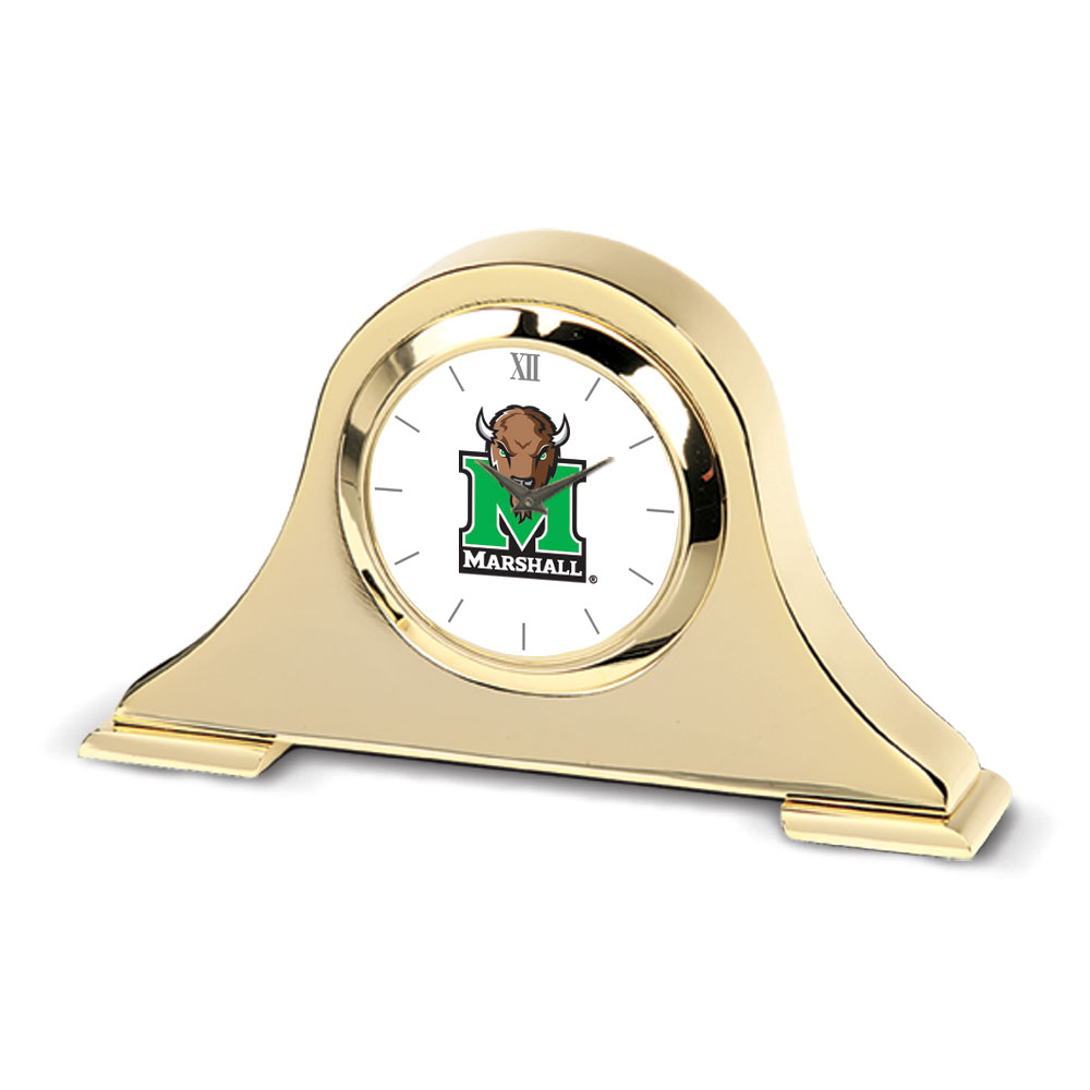 Gold Marshall Thundering Herd Team Napoleon Desk Clock
