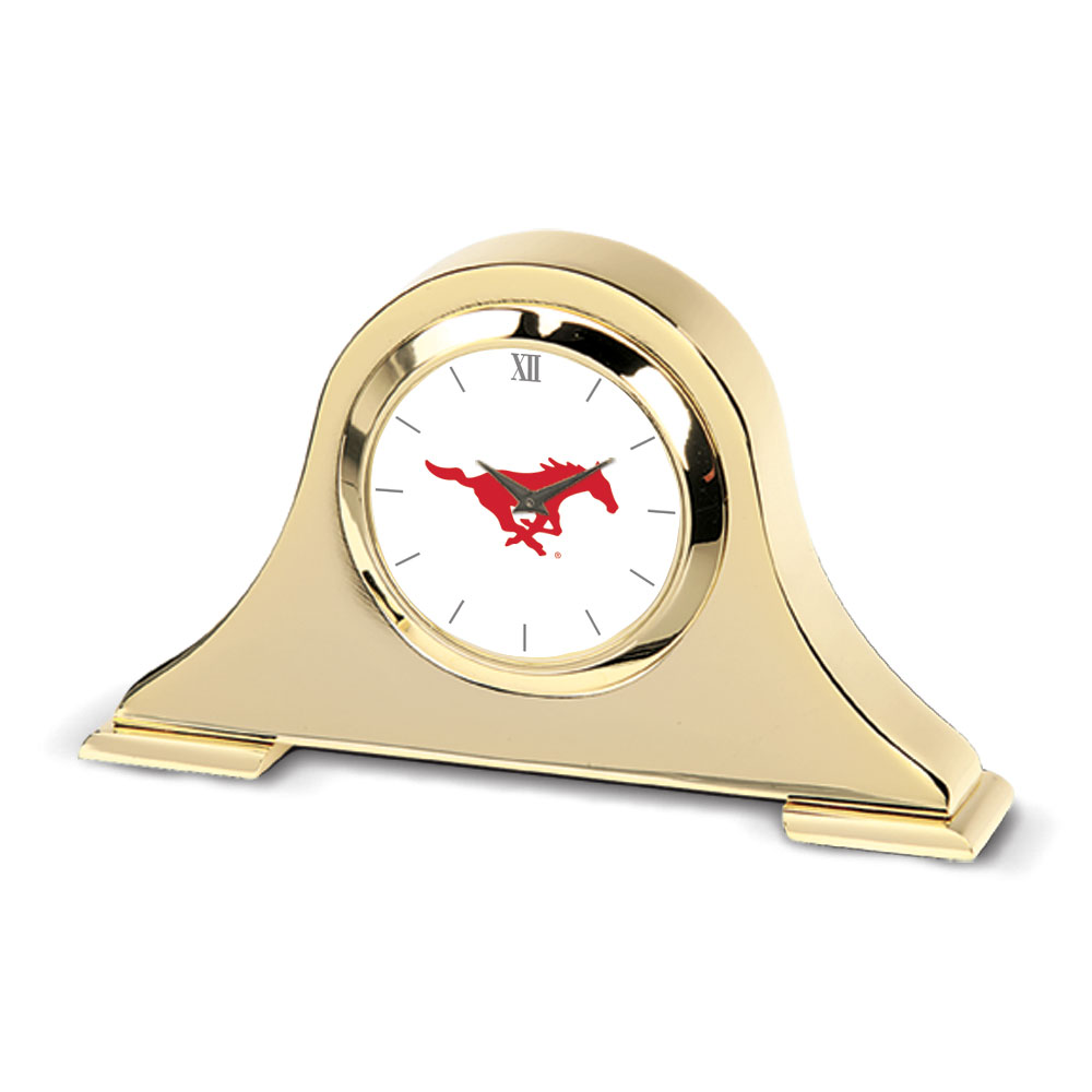 Gold SMU Mustangs Team Napoleon Desk Clock