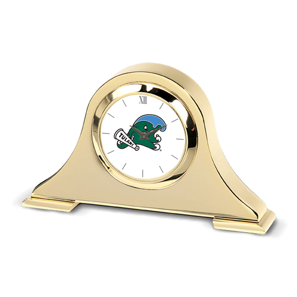 Gold Tulane Green Wave Team Napoleon Desk Clock
