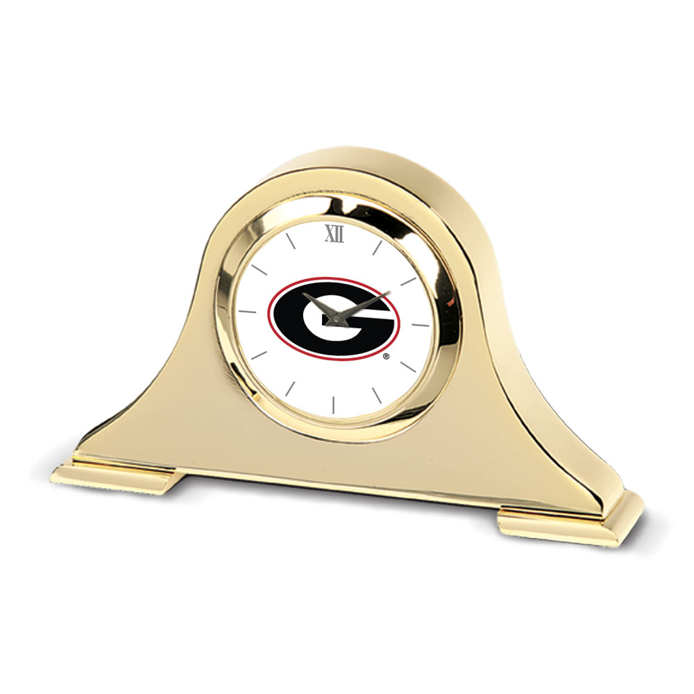 Gold Georgia Bulldogs Team Napoleon Desk Clock