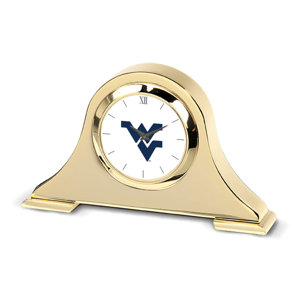 Gold West Virginia Mountaineers Team Napoleon Desk Clock
