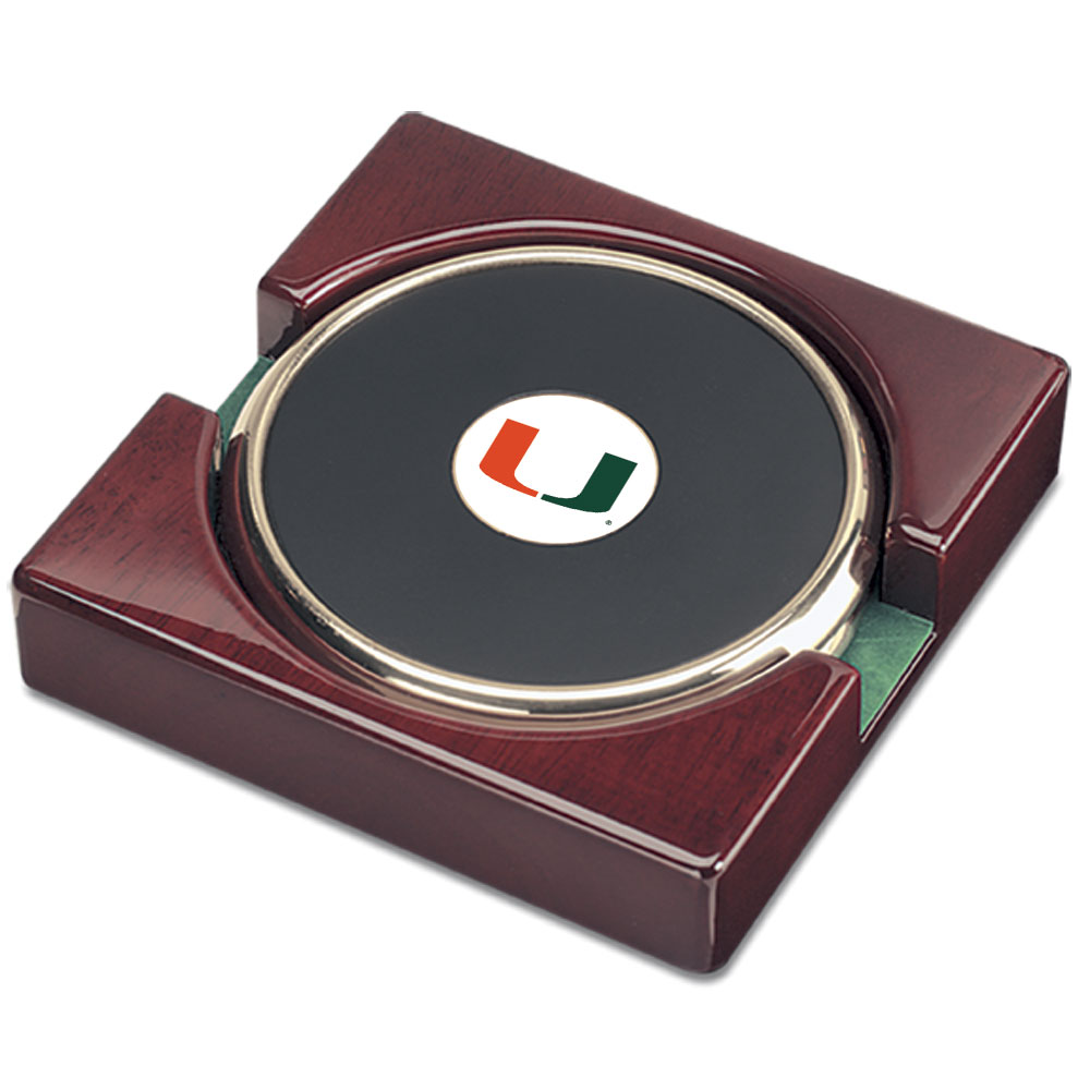 Gold Miami Hurricanes Two-Piece Coaster Set