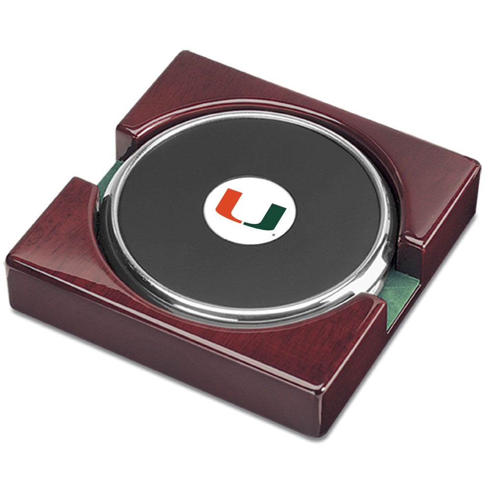 Silver Miami Hurricanes Two-Piece Coaster Set
