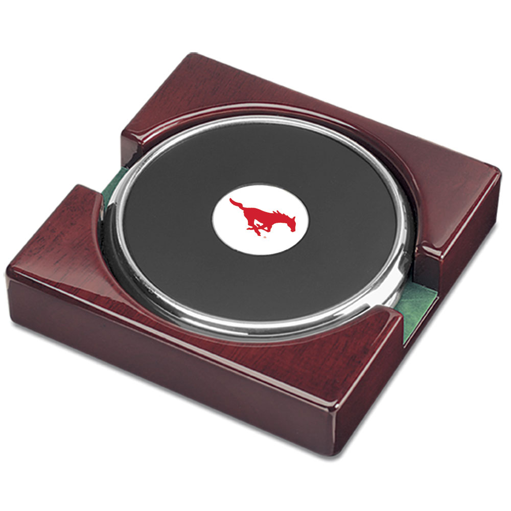 Silver SMU Mustangs Two-Piece Coaster Set