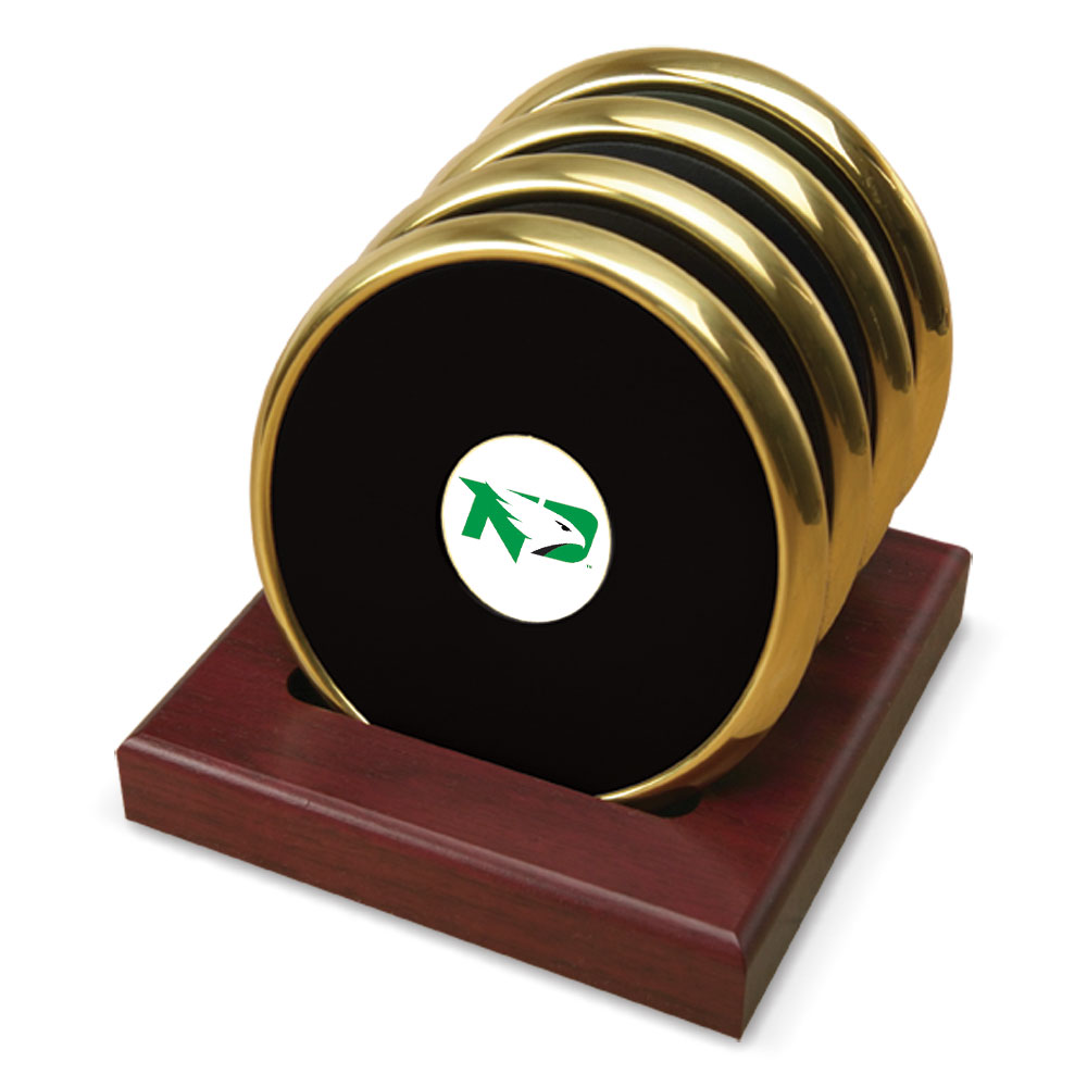 Gold North Dakota Four-Piece Coaster Set