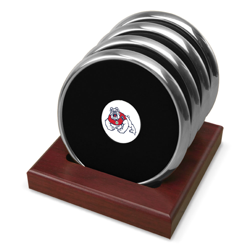 Silver Fresno State Bulldogs Four-Piece Coaster Set