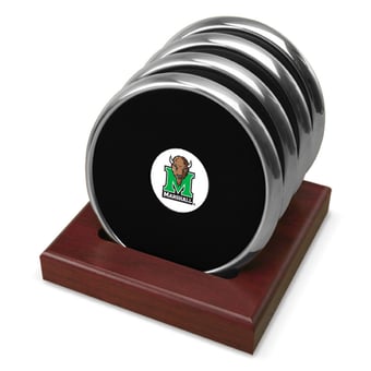 Silver Marshall Thundering Herd Four-Piece Coaster Set