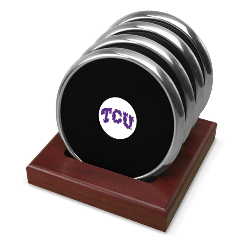 Silver TCU Horned Frogs Four-Piece Coaster Set