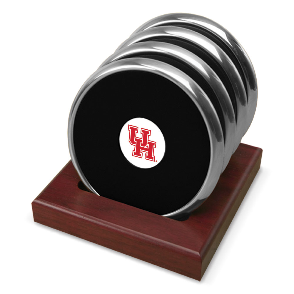 Silver Houston Cougars Four-Piece Coaster Set