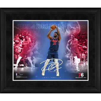 Joel Embiid Philadelphia 76ers Facsimile Signature Framed 16" x 20" Stars of the Game Collage