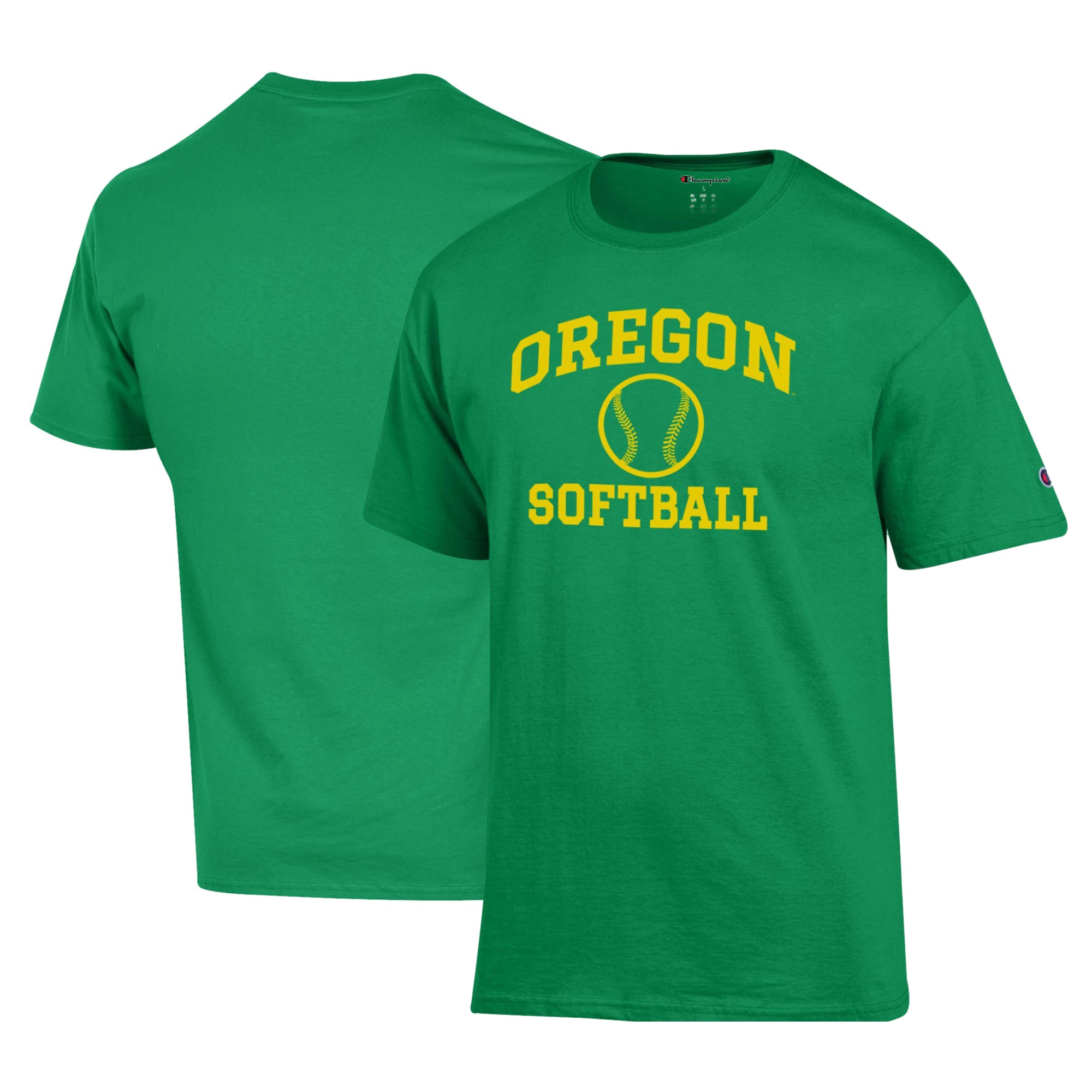 Men's Champion Green Oregon Ducks Primary Team Logo Icon Softball Powerblend T-Shirt