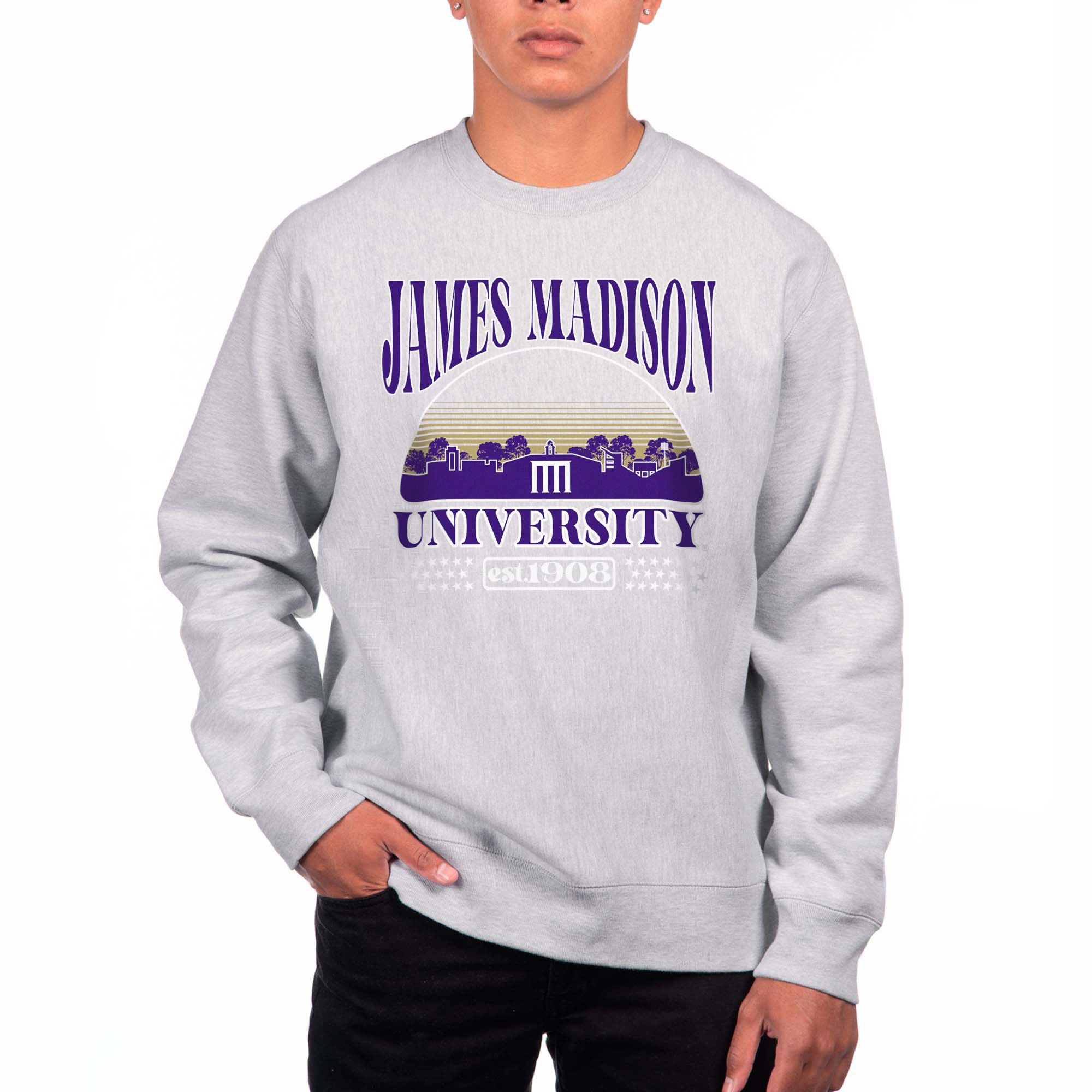 Men’s Uscape Apparel Heather Gray James Madison Dukes Premium Heavyweight Pullover Sweatshirt