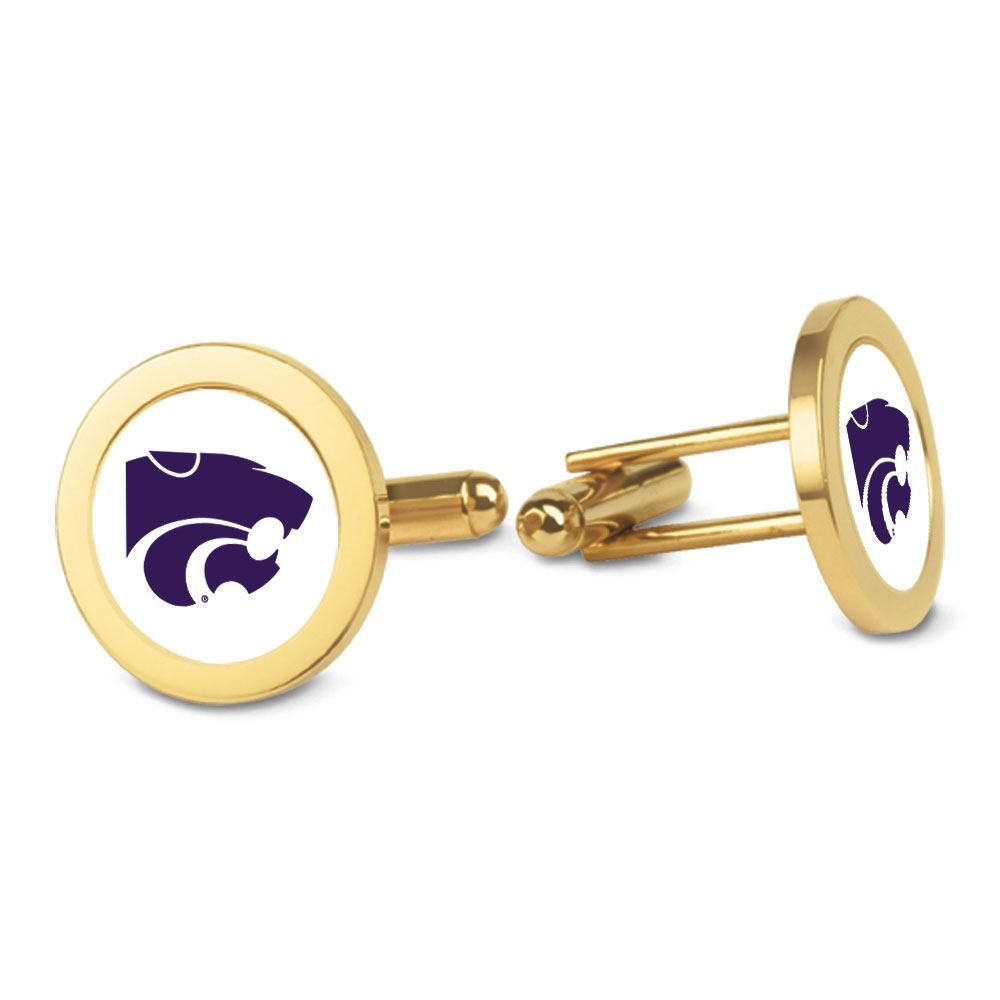 Gold Kansas State Wildcats Logo Cufflinks