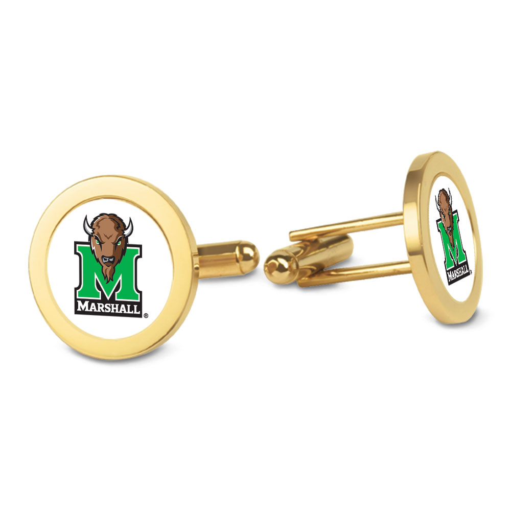 Gold Marshall Thundering Herd Logo Cufflinks