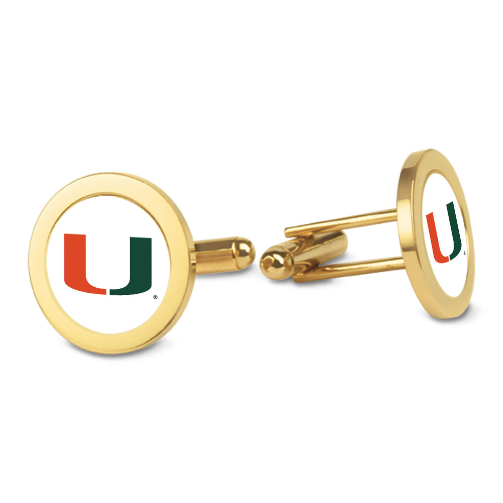 Gold Miami Hurricanes Logo Cufflinks