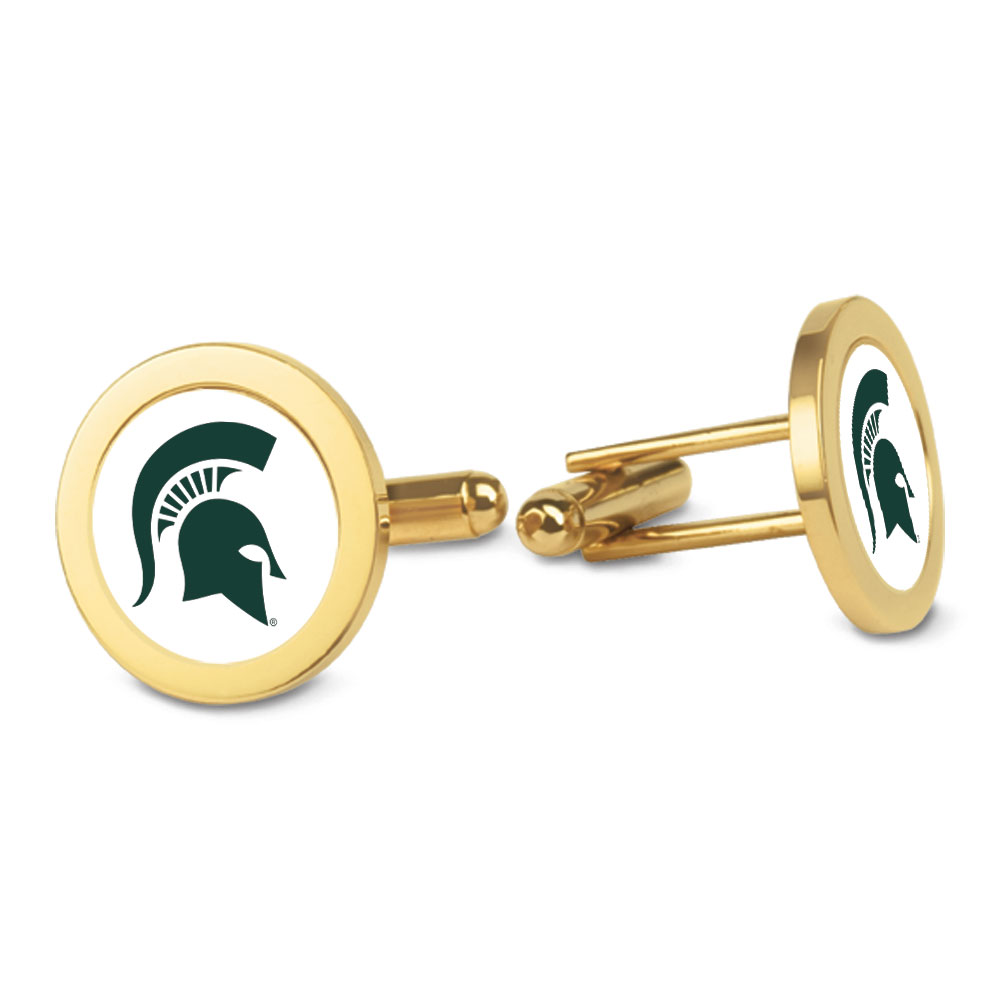 Gold Michigan State Spartans Logo Cufflinks