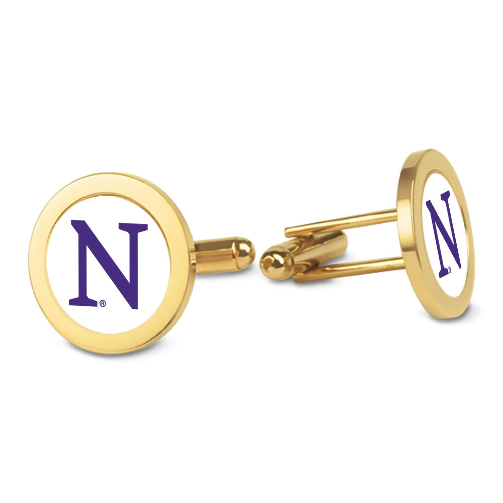Gold Northwestern Wildcats Logo Cufflinks