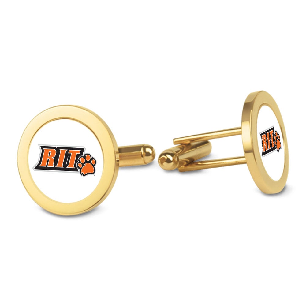 Gold Rochester Institute of Technology Tigers Logo Cufflinks