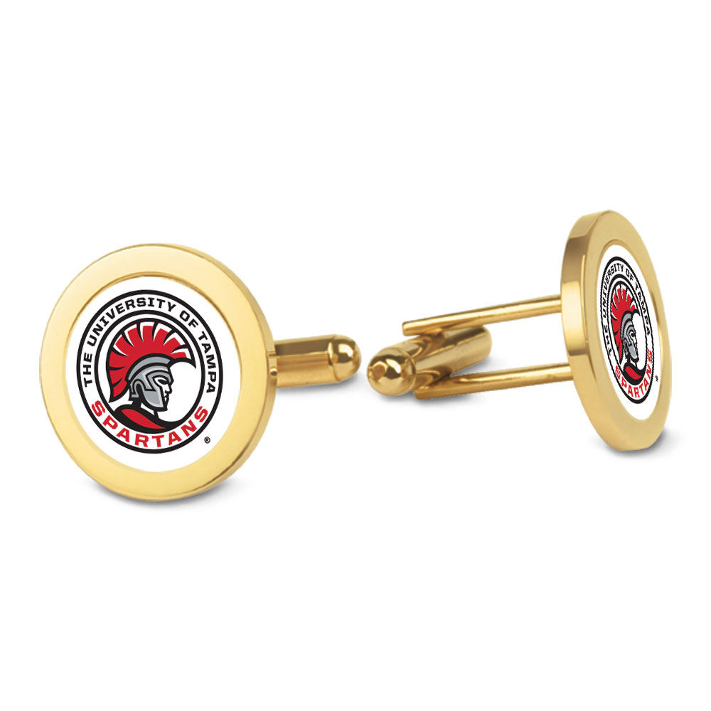 Gold University of Tampa Spartans Logo Cufflinks
