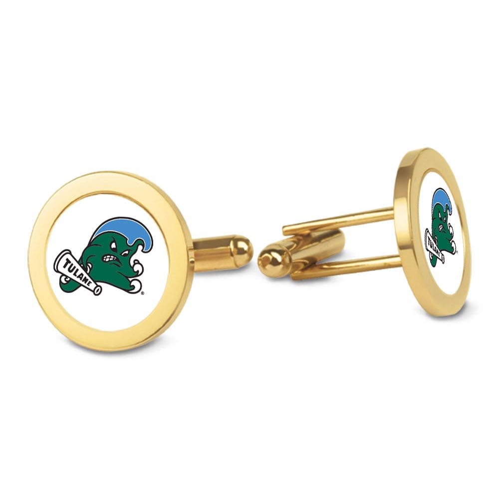 Gold Tulane Green Wave Logo Cufflinks