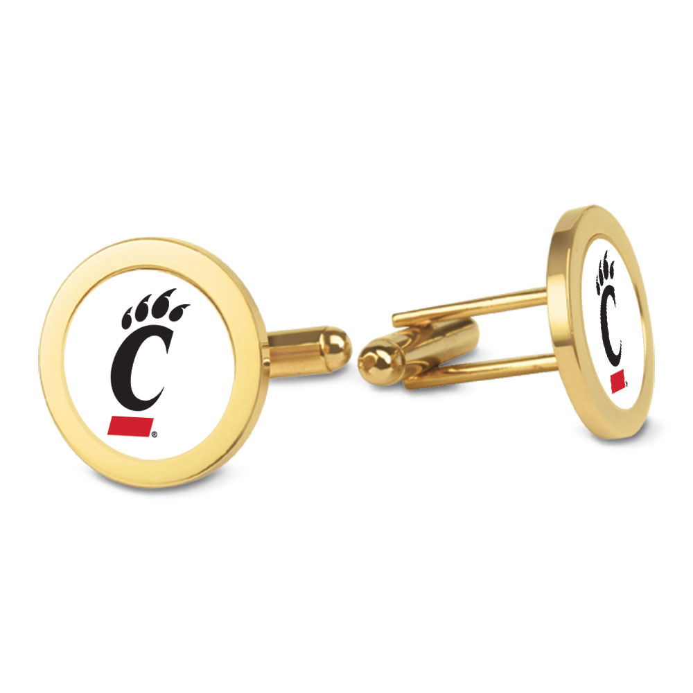 Gold Cincinnati Bearcats Logo Cufflinks