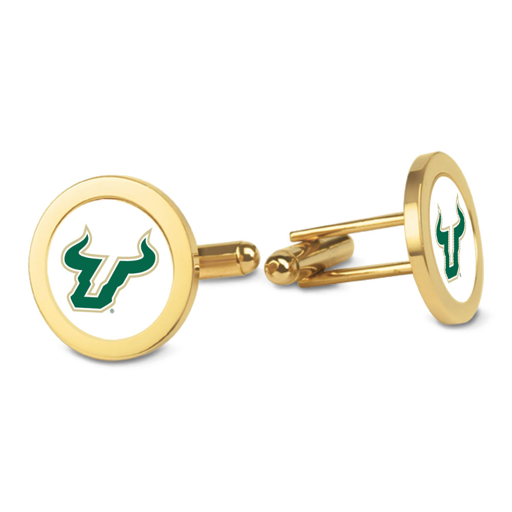 Gold South Florida Bulls Logo Cufflinks
