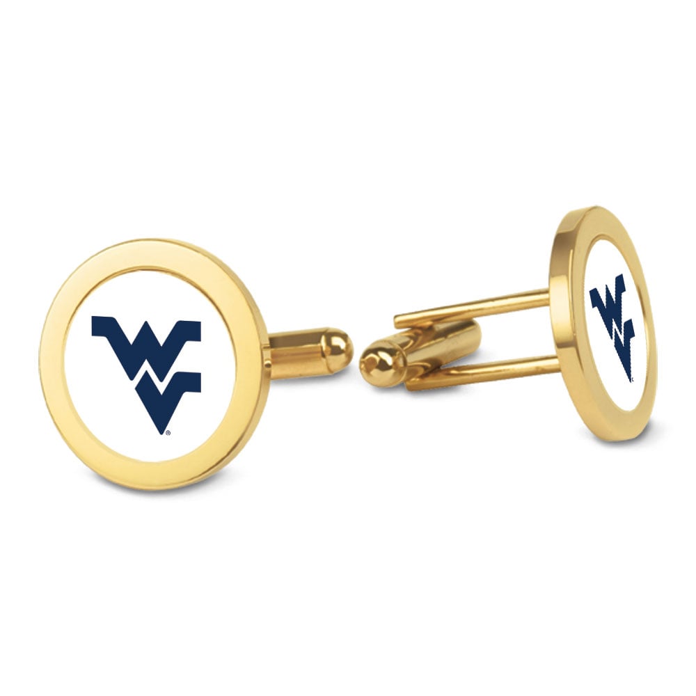 Gold West Virginia Mountaineers Logo Cufflinks