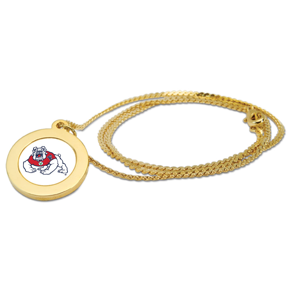 Women's Gold Fresno State Bulldogs Logo Pendant Necklace