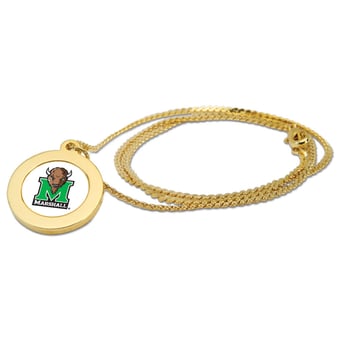 Women's Gold Marshall Thundering Herd Logo Pendant Necklace