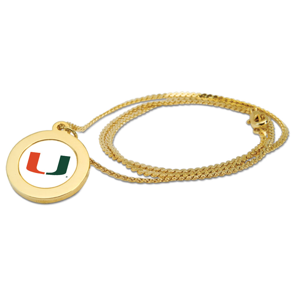 Women's Gold Miami Hurricanes Logo Pendant Necklace