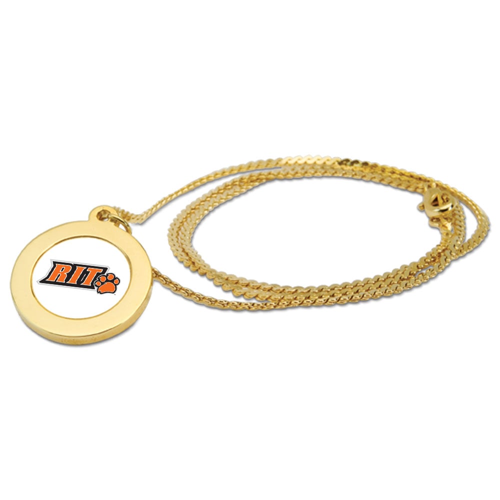 Women's Gold Rochester Institute of Technology Tigers Logo Pendant Necklace