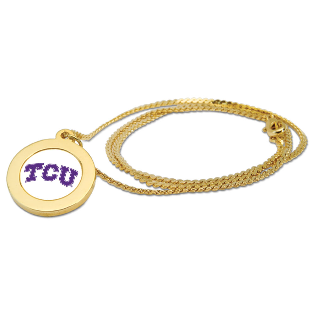 Women's Gold TCU Horned Frogs Logo Pendant Necklace