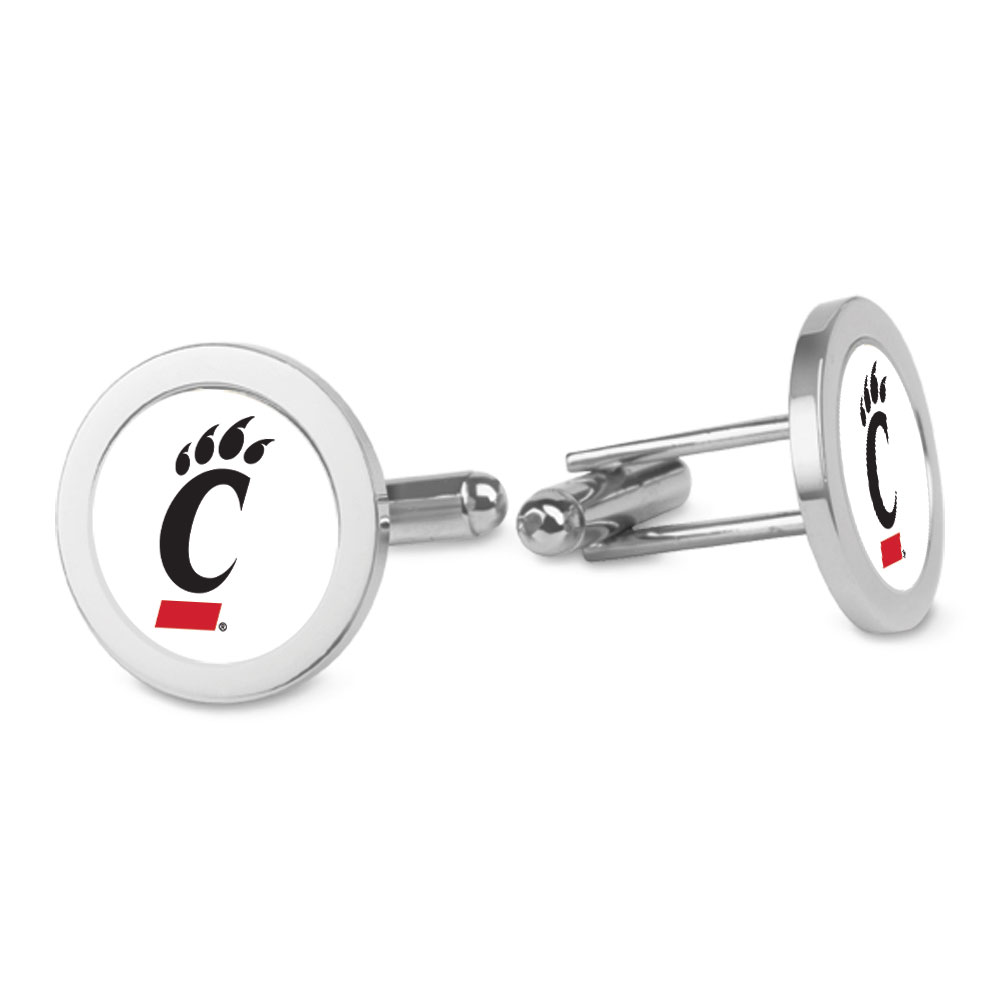 Silver Cincinnati Bearcats Logo Cufflinks